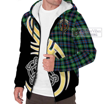 Farquharson Ancient Tartan Sherpa Hoodie with Family Crest and Celtic Symbol Style