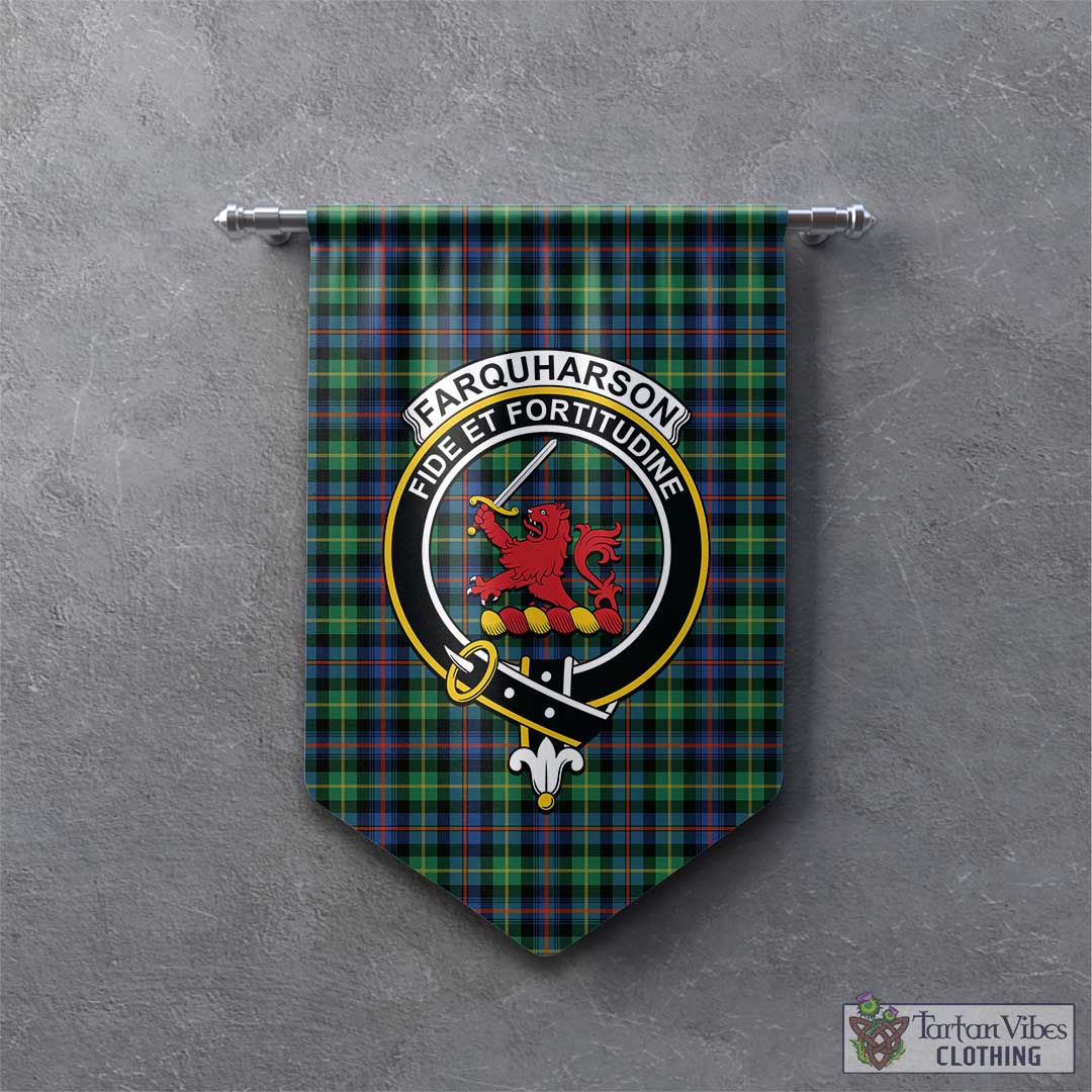 Tartan Vibes Clothing Farquharson Ancient Tartan Gonfalon, Tartan Banner with Family Crest