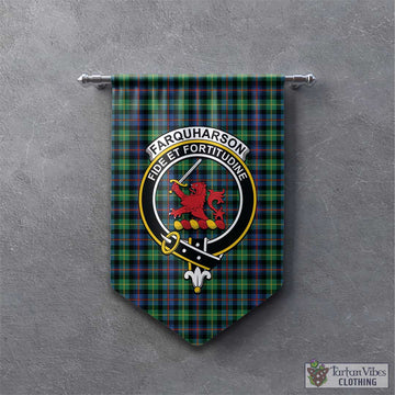 Farquharson Ancient Tartan Gonfalon, Tartan Banner with Family Crest