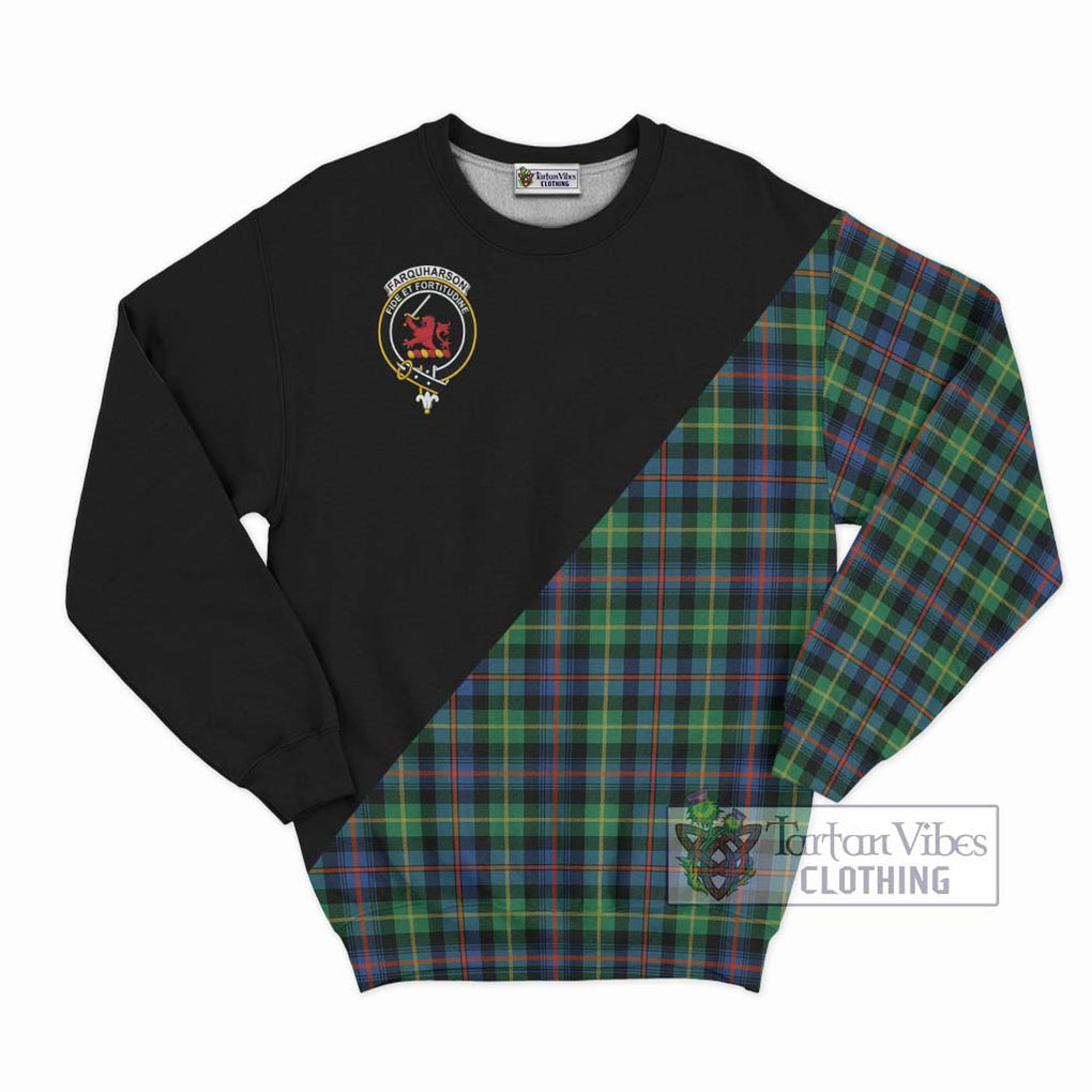 Farquharson Ancient Tartan Sweatshirt with Family Crest and Military Logo Style - Tartanvibesclothing Shop