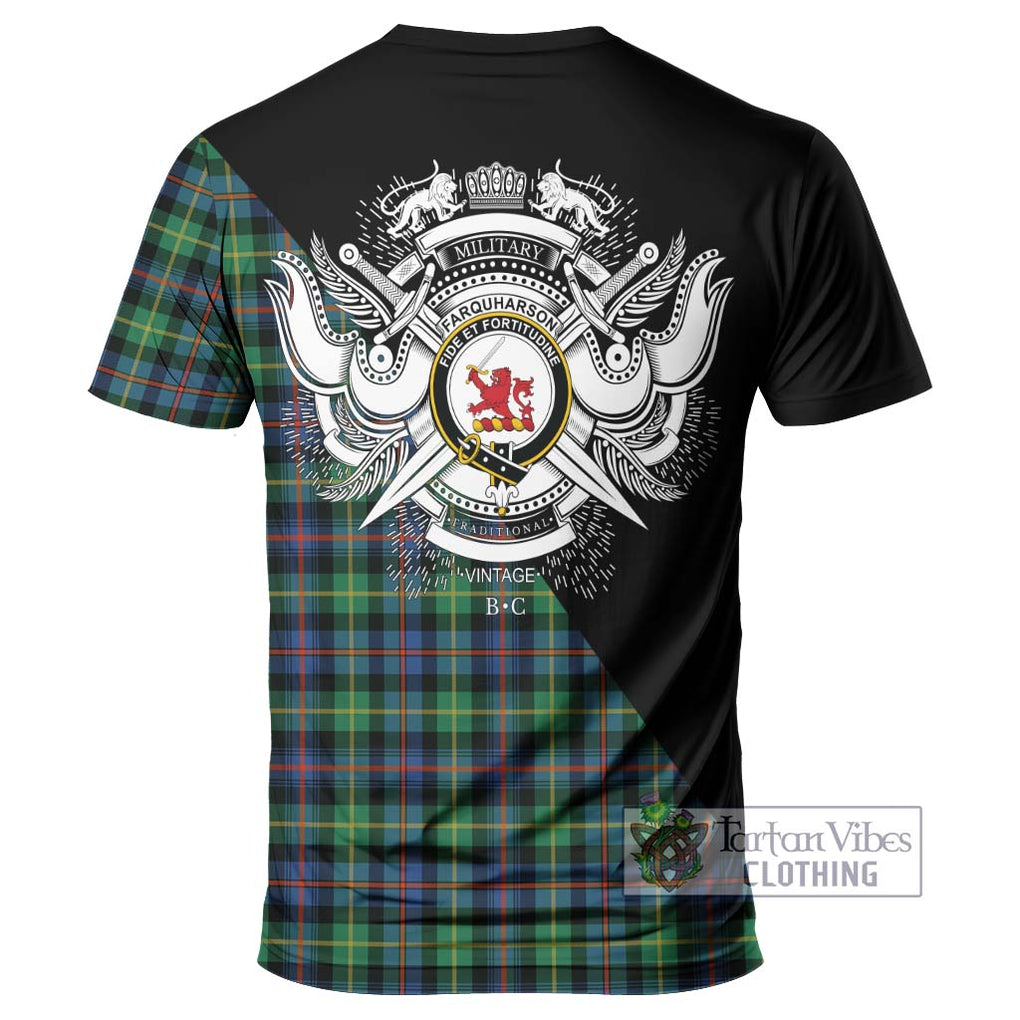 Farquharson Ancient Tartan T-Shirt with Family Crest and Military Logo Style - Tartanvibesclothing Shop