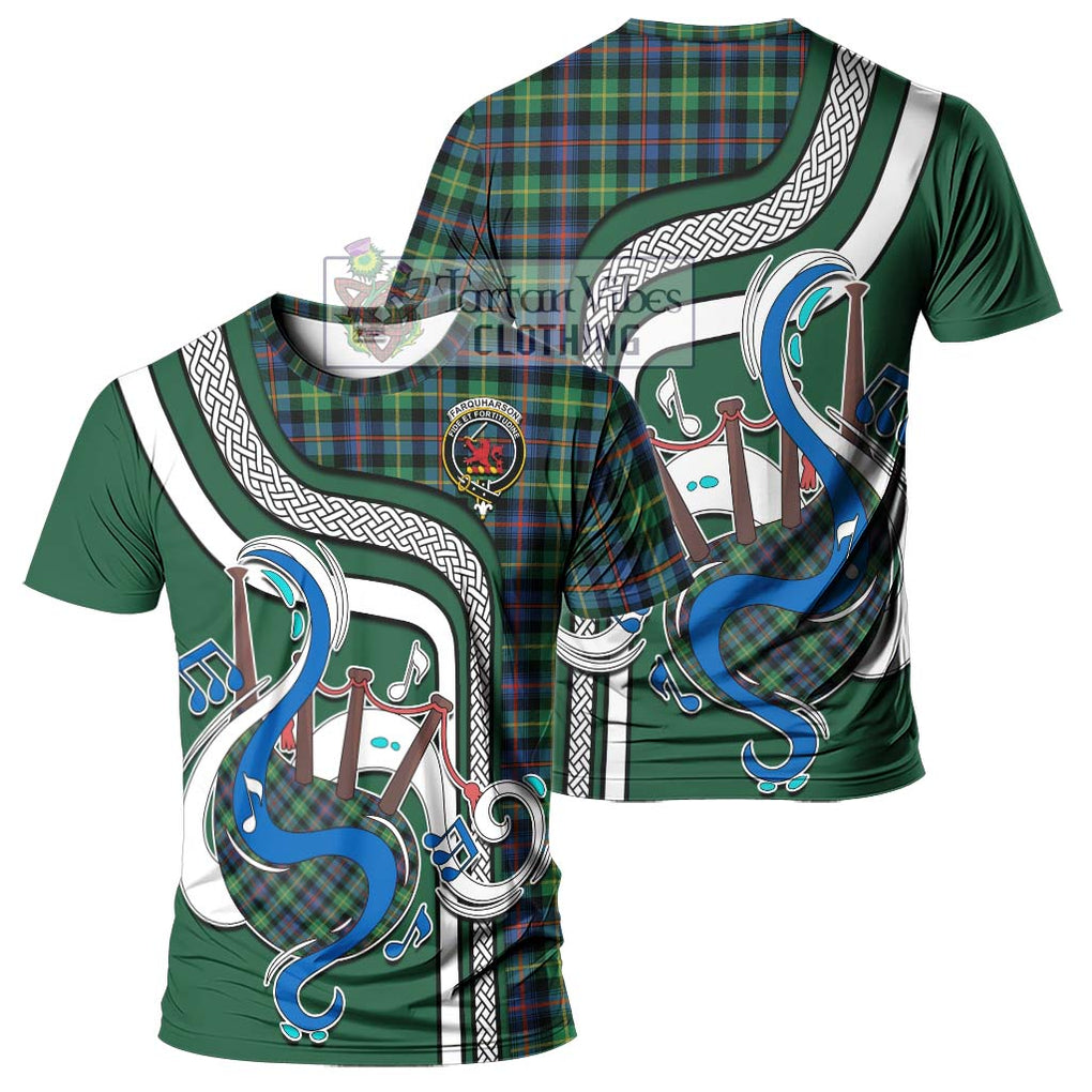 Farquharson Ancient Tartan T-Shirt with Epic Bagpipe Style - Tartanvibesclothing Shop