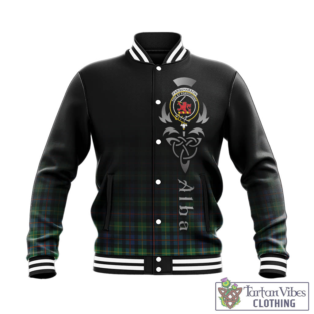 Tartan Vibes Clothing Farquharson Ancient Tartan Baseball Jacket Featuring Alba Gu Brath Family Crest Celtic Inspired