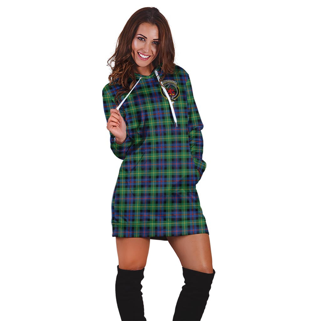 Farquharson Ancient Tartan Hoodie Dress with Family Crest - Tartan Vibes Clothing