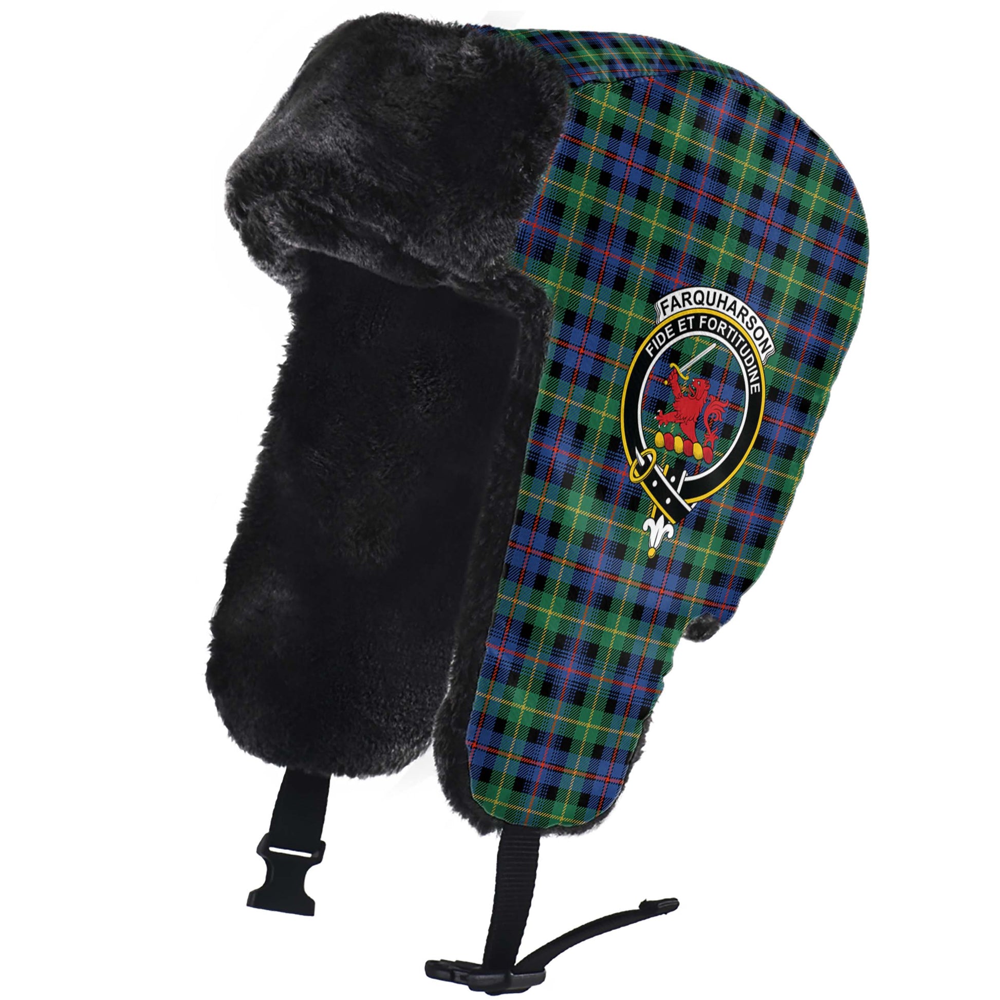 Farquharson Ancient Tartan Winter Trapper Hat with Family Crest - Tartanvibesclothing