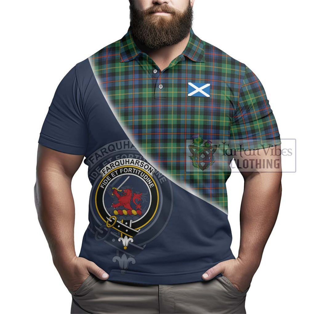 Farquharson Ancient Tartan Polo Shirt with Personalised National Flag and Family Crest Half Style - Tartanvibesclothing Shop