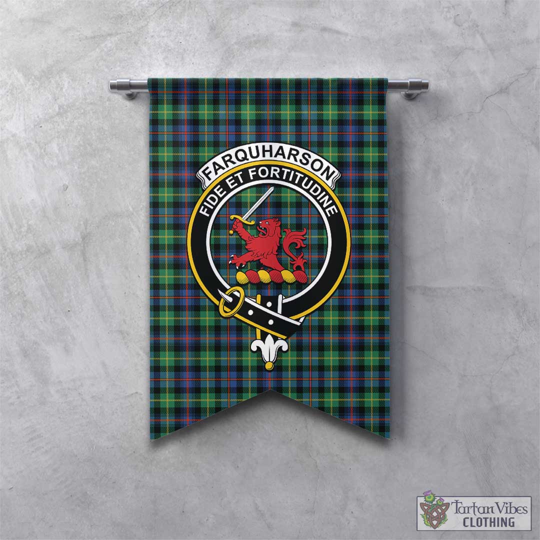 Tartan Vibes Clothing Farquharson Ancient Tartan Gonfalon, Tartan Banner with Family Crest