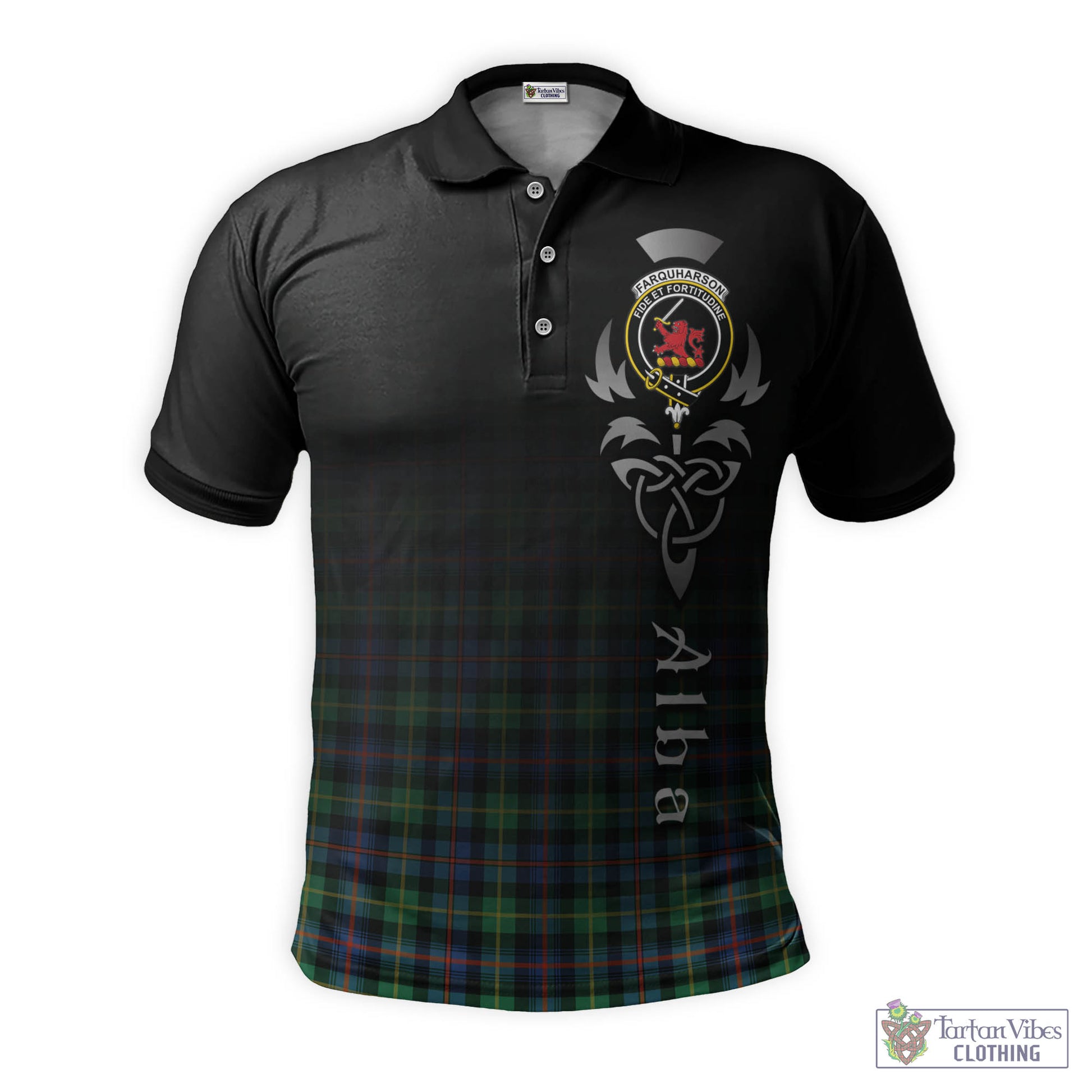 Tartan Vibes Clothing Farquharson Ancient Tartan Polo Shirt Featuring Alba Gu Brath Family Crest Celtic Inspired