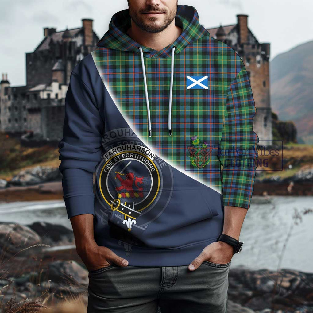 Farquharson Ancient Tartan Hoodie with Personalised National Flag and Family Crest Half Style - Tartanvibesclothing Shop