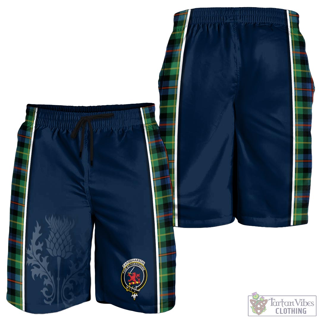 Tartan Vibes Clothing Farquharson Ancient Tartan Men's Shorts with Family Crest and Scottish Thistle Vibes Sport Style