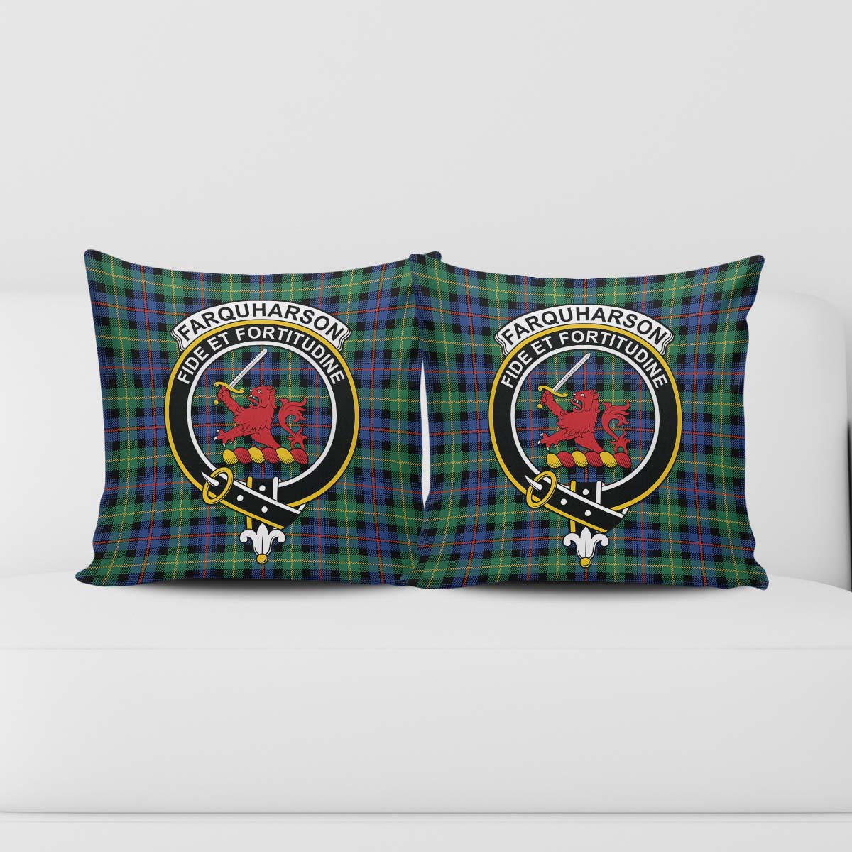 Farquharson Ancient Tartan Pillow Cover with Family Crest - Tartanvibesclothing