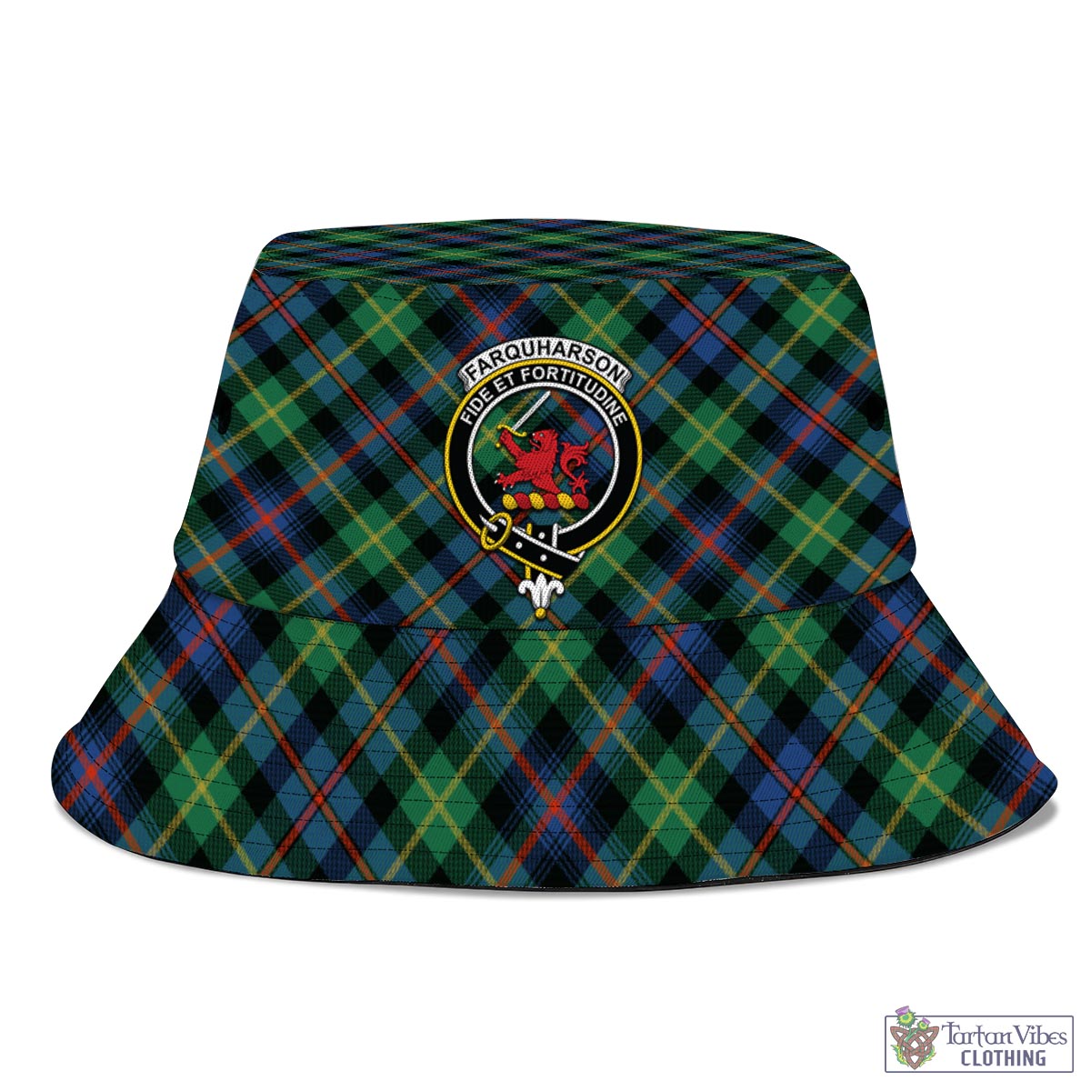 Tartan Vibes Clothing Farquharson Ancient Tartan Bucket Hat with Family Crest