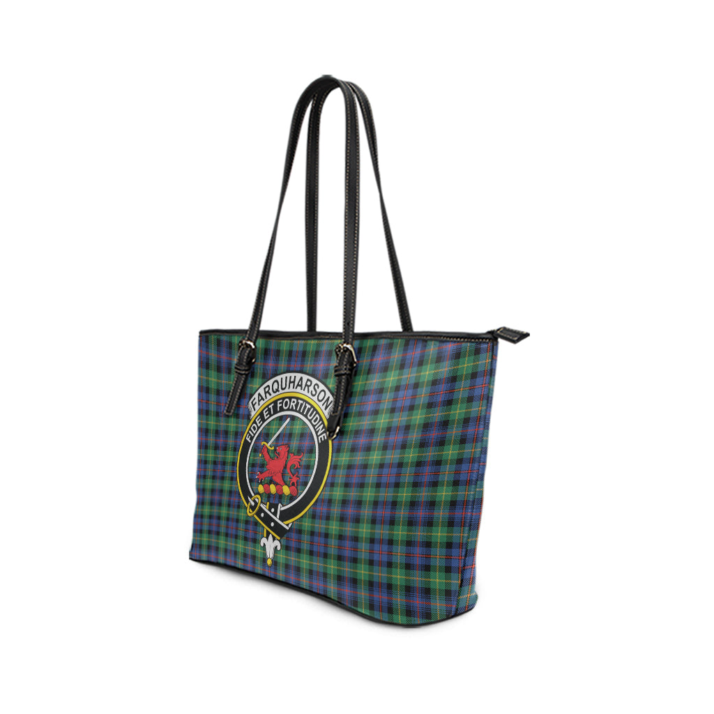 farquharson-ancient-tartan-leather-tote-bag-with-family-crest