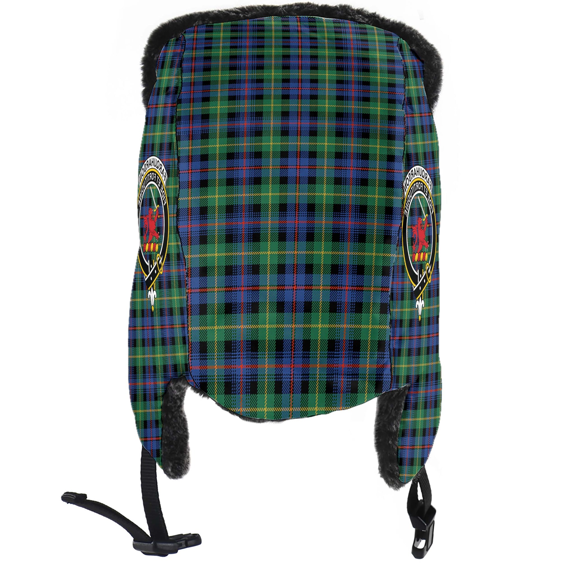 Farquharson Ancient Tartan Winter Trapper Hat with Family Crest - Tartanvibesclothing