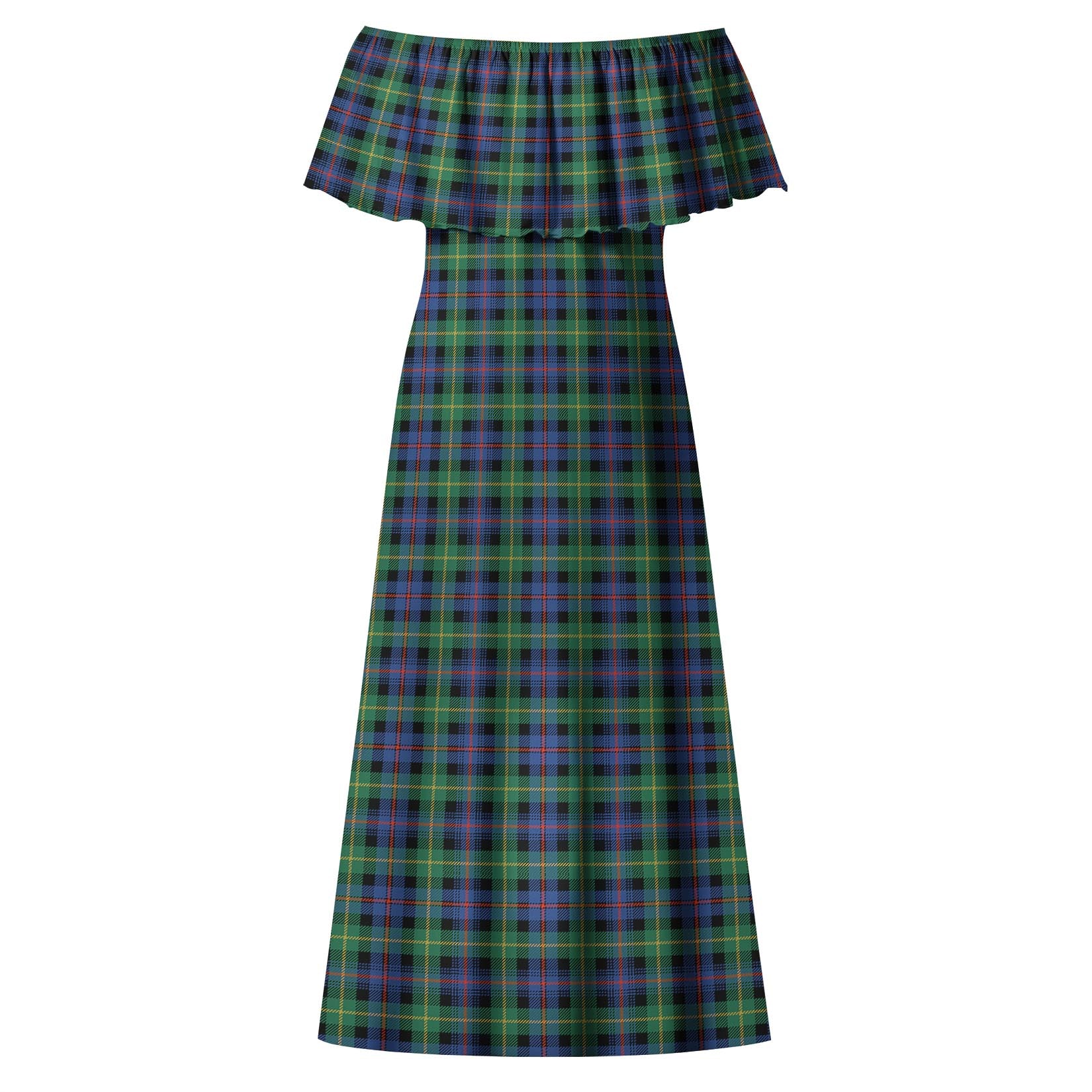 Farquharson Ancient Tartan Off Shoulder Long Dress - Tartanvibesclothing