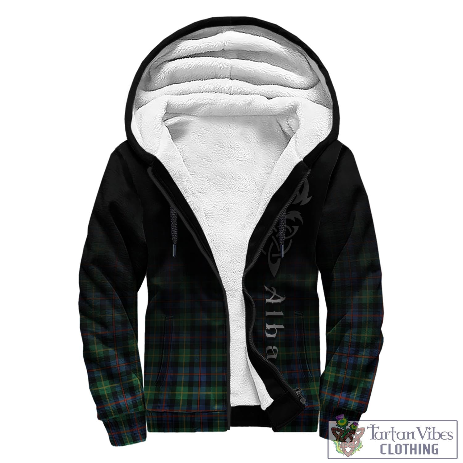 Tartan Vibes Clothing Farquharson Ancient Tartan Sherpa Hoodie Featuring Alba Gu Brath Family Crest Celtic Inspired