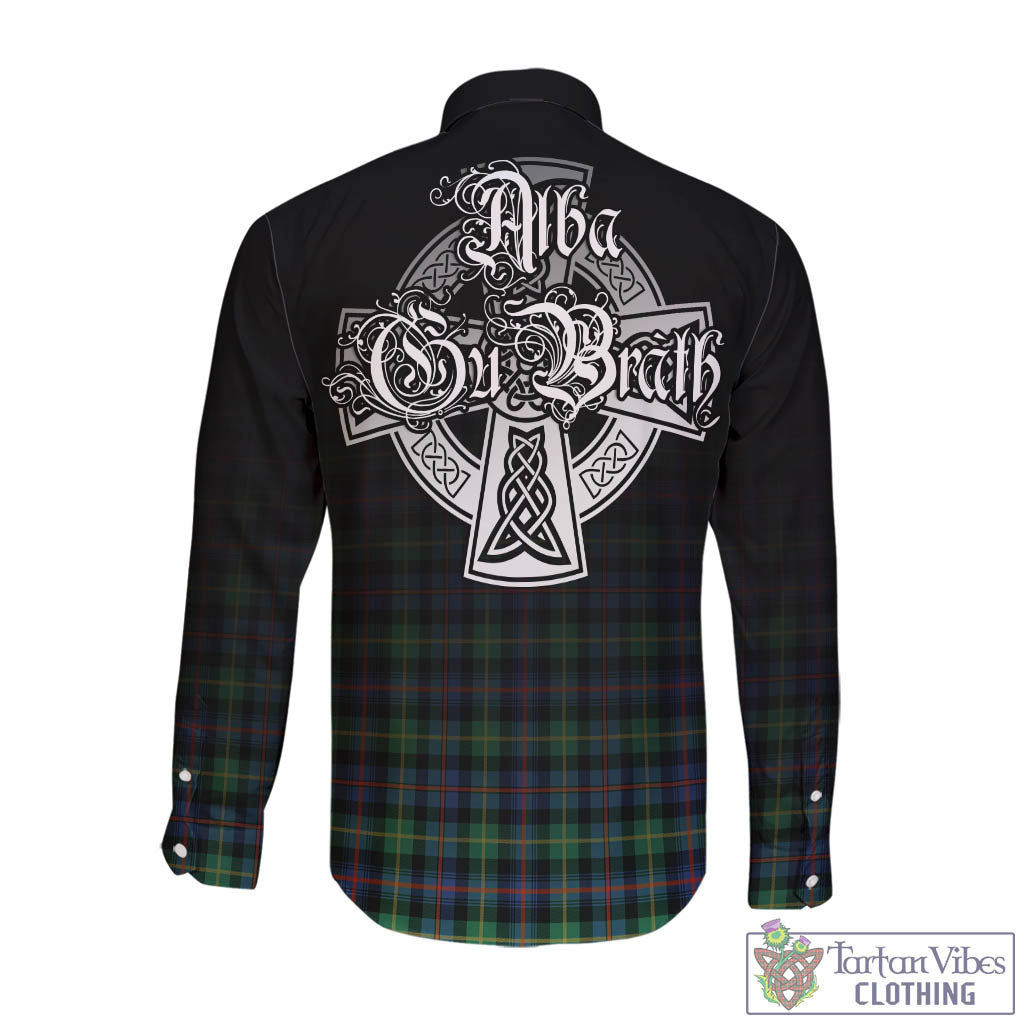 Tartan Vibes Clothing Farquharson Ancient Tartan Long Sleeve Button Up Featuring Alba Gu Brath Family Crest Celtic Inspired