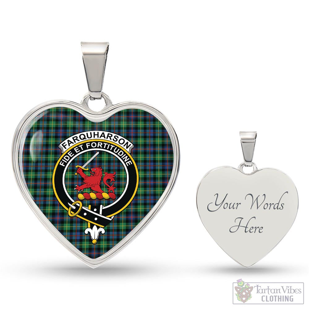 Tartan Vibes Clothing Farquharson Ancient Tartan Heart Necklace with Family Crest