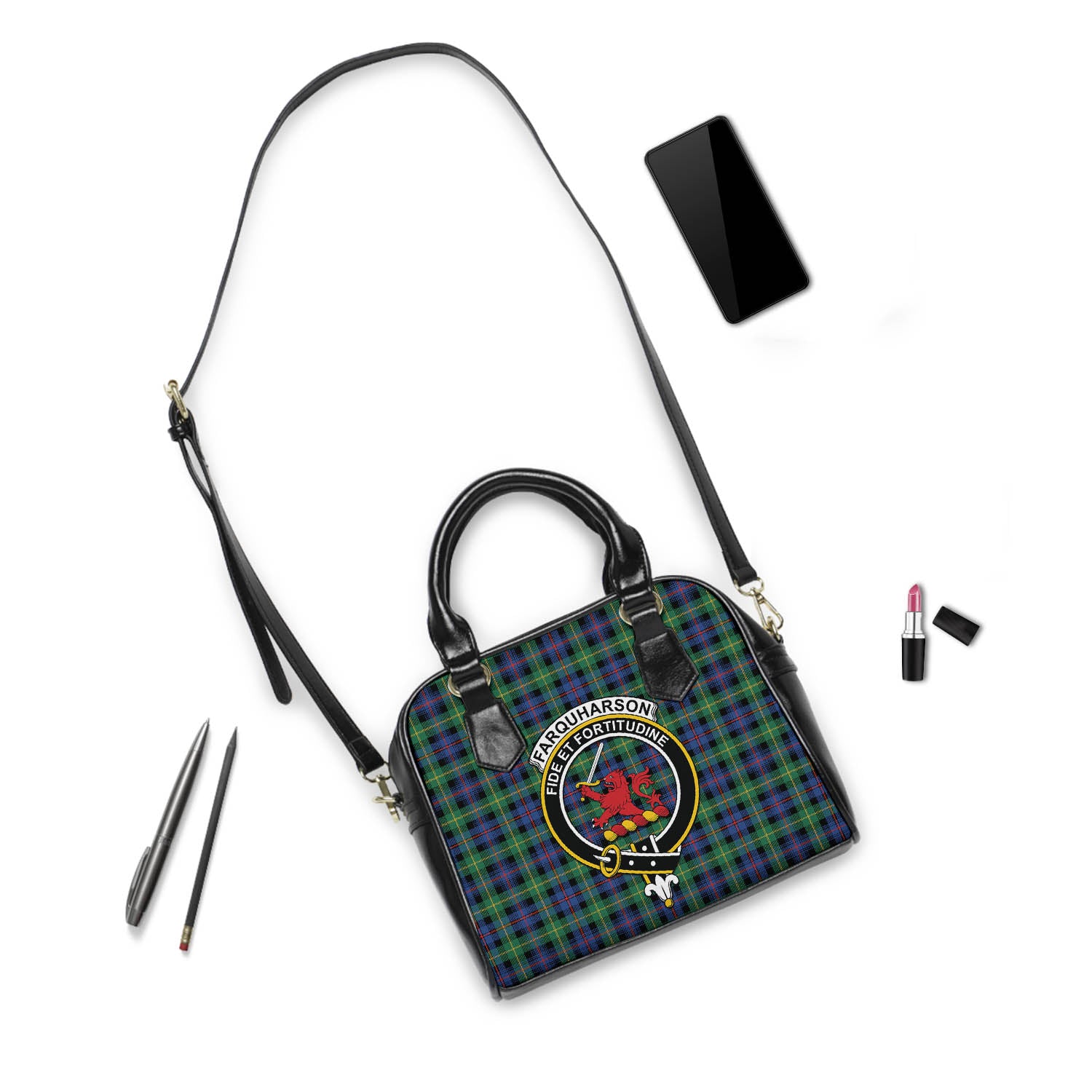 Farquharson Ancient Tartan Shoulder Handbags with Family Crest - Tartanvibesclothing