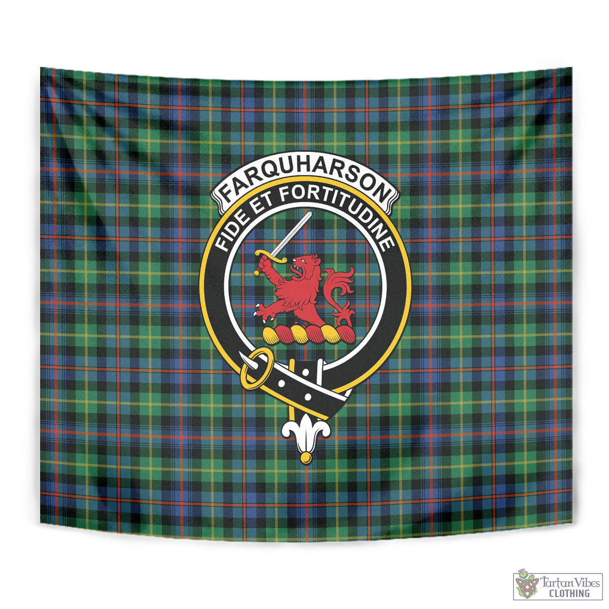 Tartan Vibes Clothing Farquharson Ancient Tartan Tapestry Wall Hanging and Home Decor for Room with Family Crest