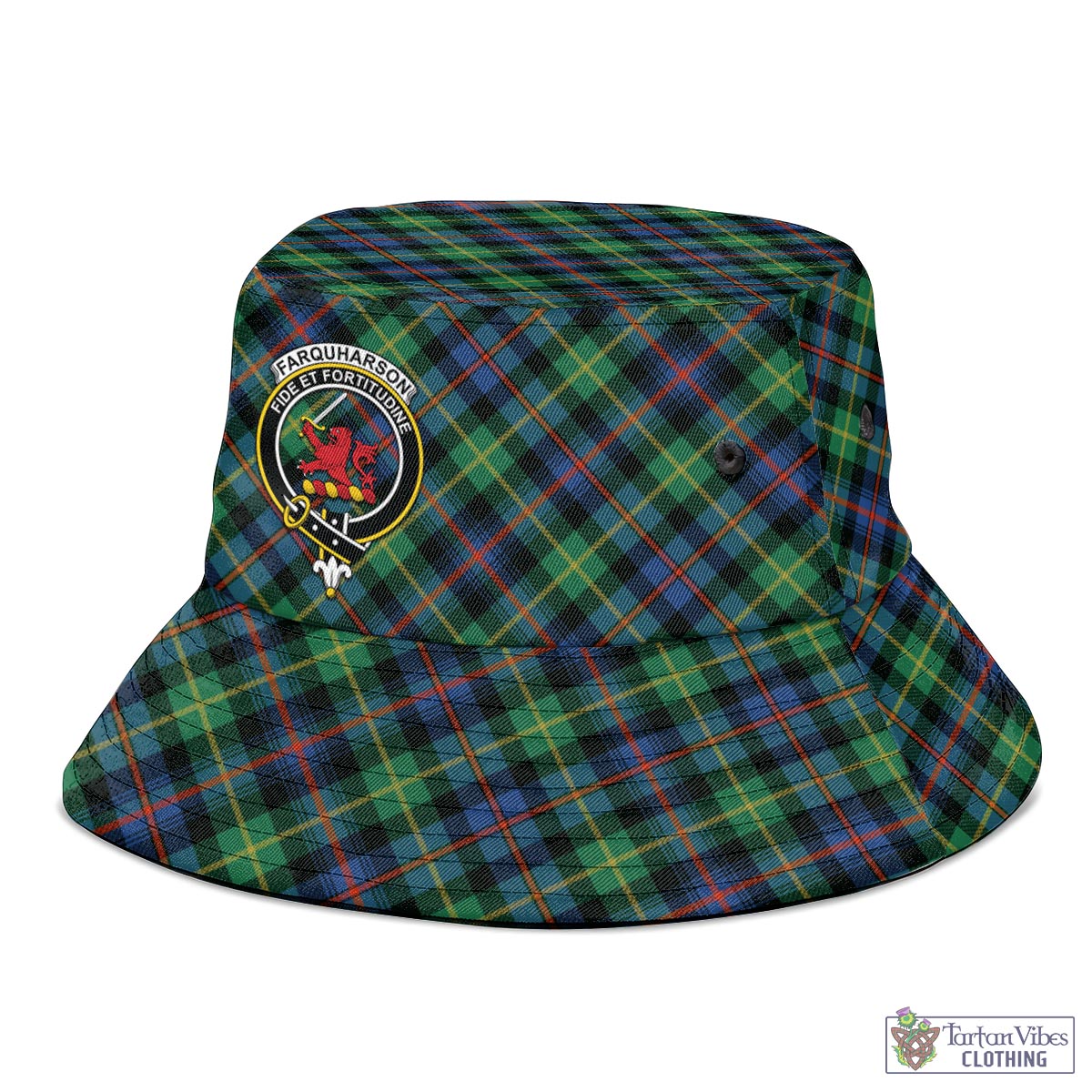 Tartan Vibes Clothing Farquharson Ancient Tartan Bucket Hat with Family Crest