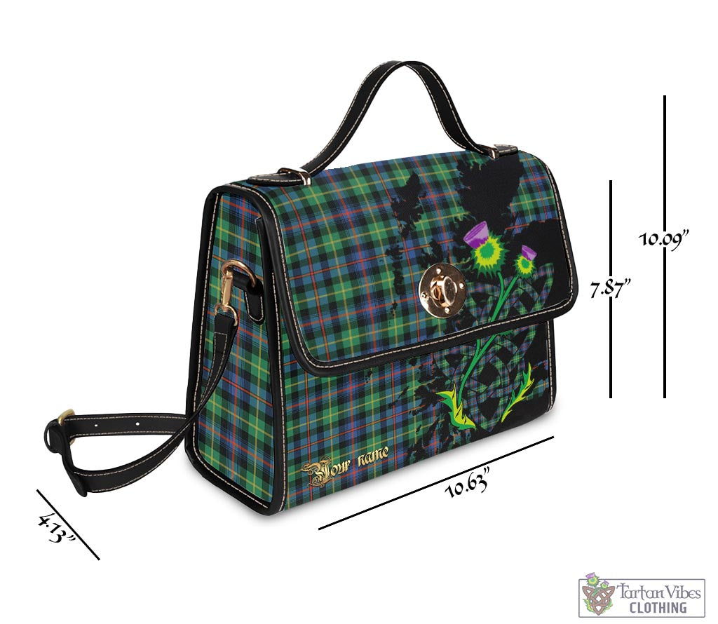 Tartan Vibes Clothing Farquharson Ancient Tartan Waterproof Canvas Bag with Scotland Map and Thistle Celtic Accents