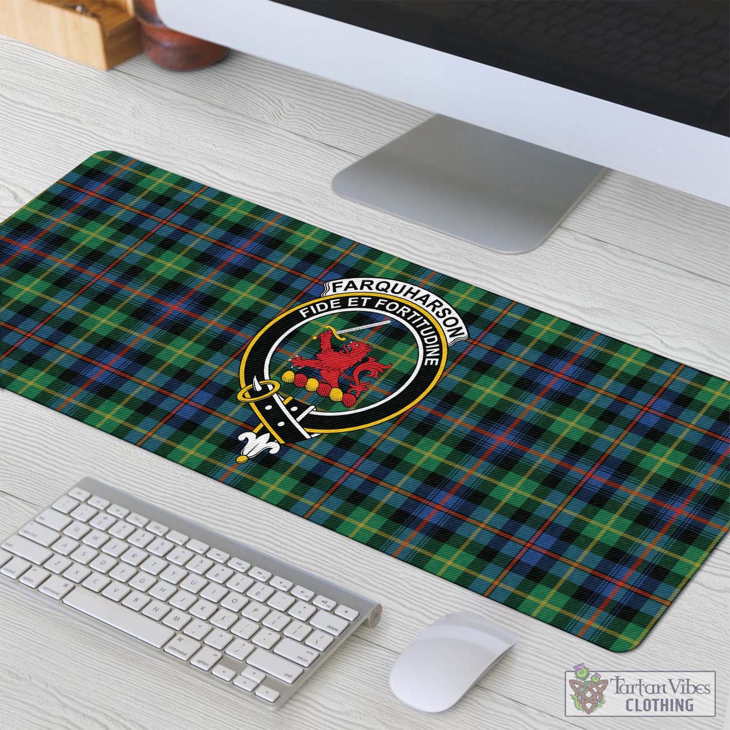 Tartan Vibes Clothing Farquharson Ancient Tartan Mouse Pad with Family Crest