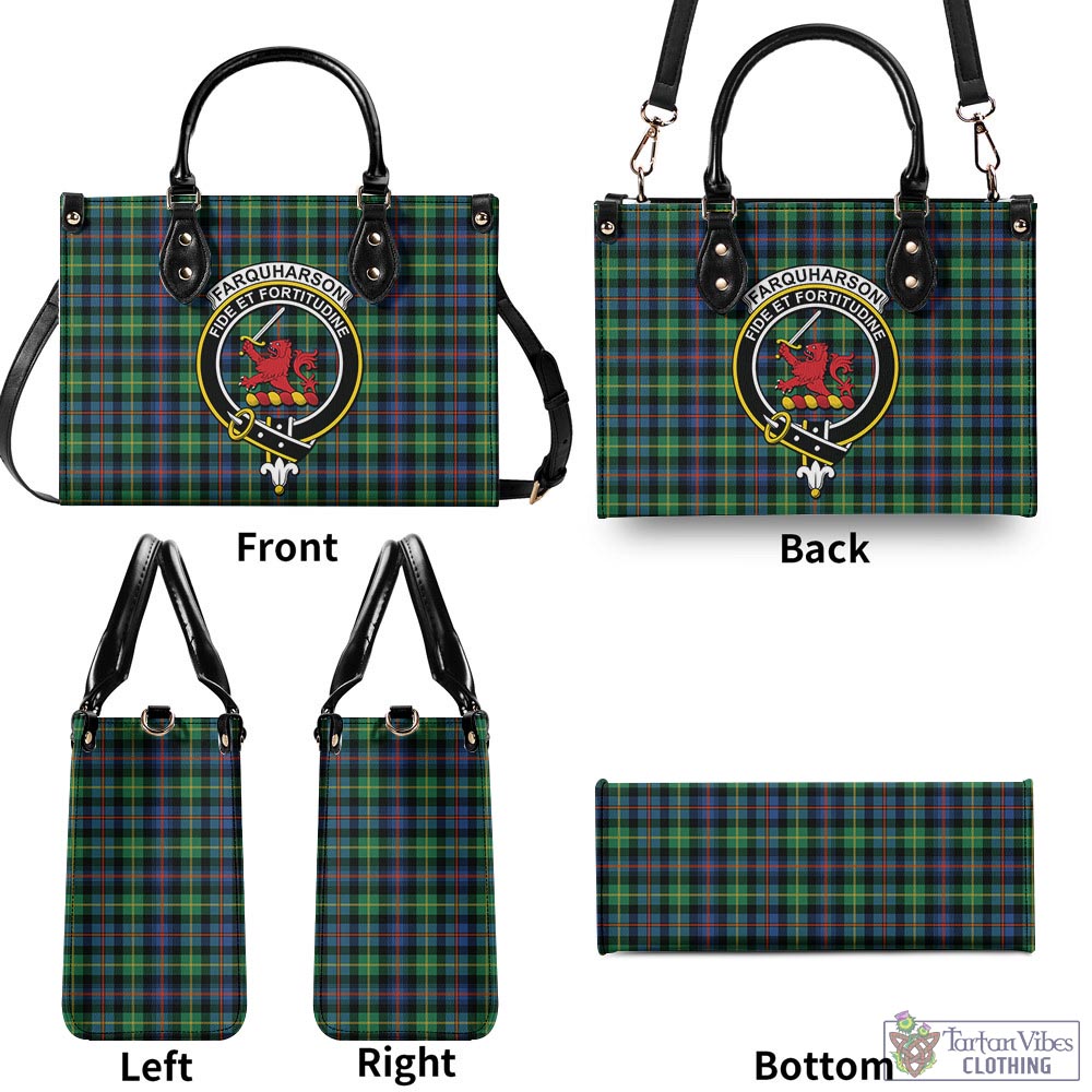 Tartan Vibes Clothing Farquharson Ancient Tartan Luxury Leather Handbags with Family Crest