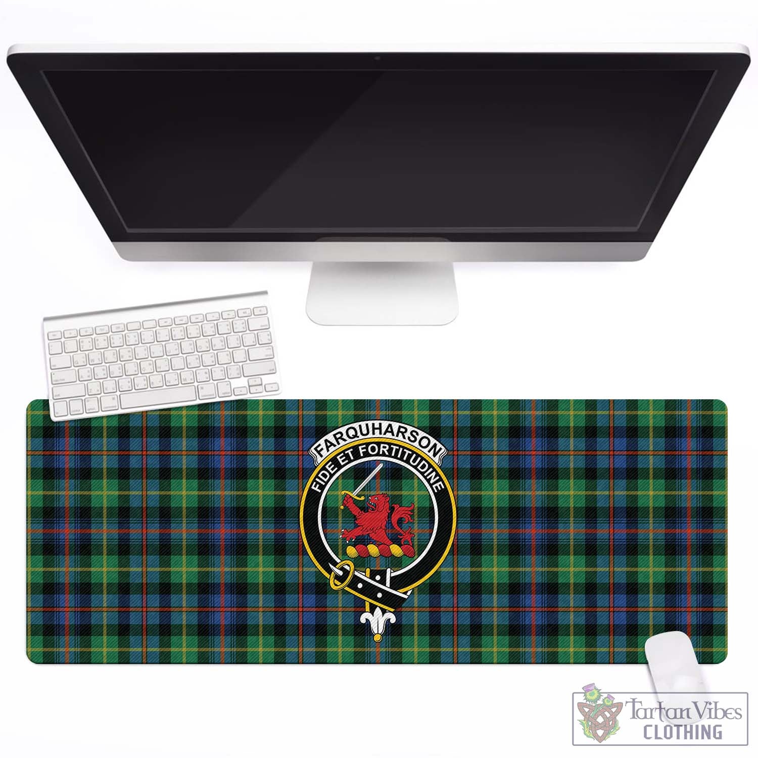 Tartan Vibes Clothing Farquharson Ancient Tartan Mouse Pad with Family Crest