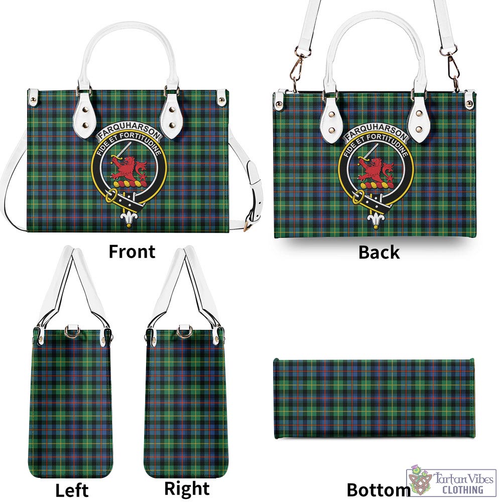 Tartan Vibes Clothing Farquharson Ancient Tartan Luxury Leather Handbags with Family Crest