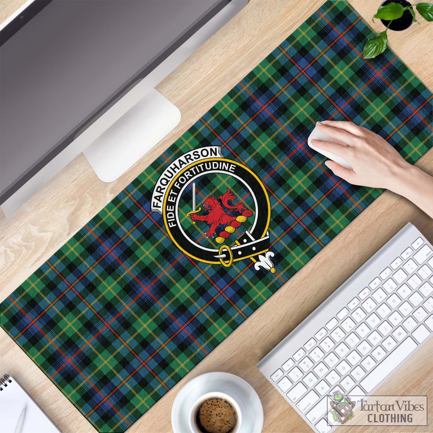 Tartan Vibes Clothing Farquharson Ancient Tartan Mouse Pad with Family Crest