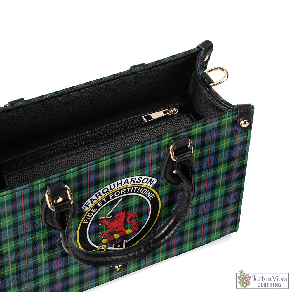 Tartan Vibes Clothing Farquharson Ancient Tartan Luxury Leather Handbags with Family Crest