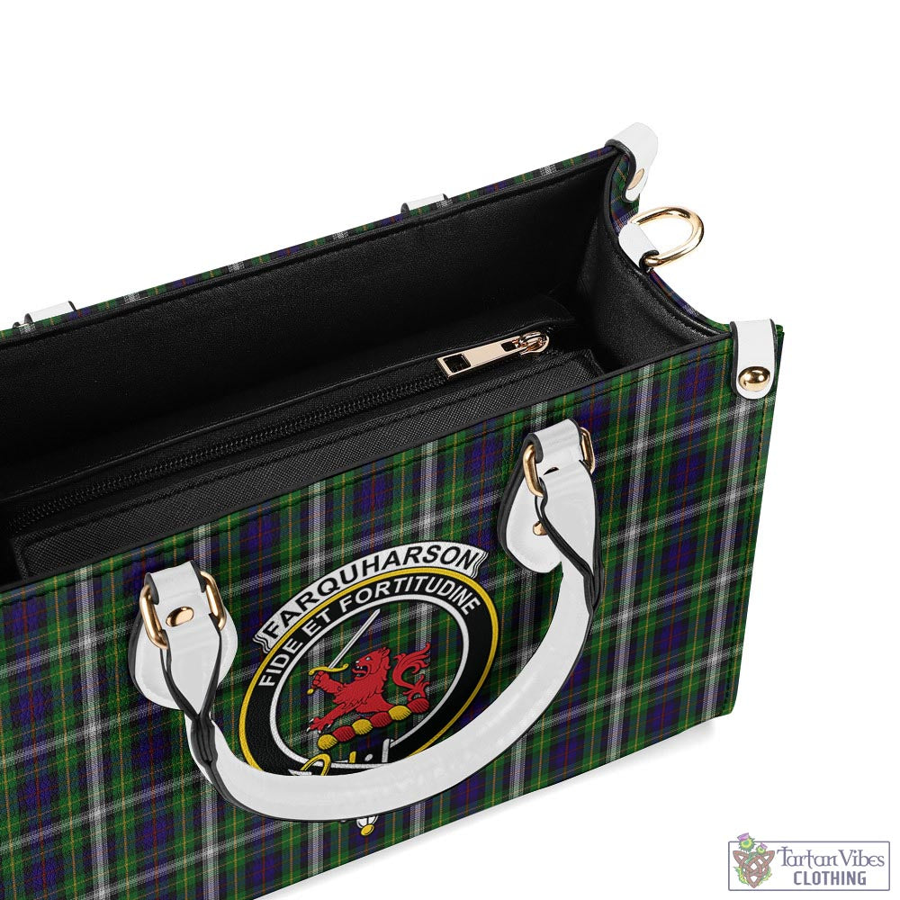 Tartan Vibes Clothing Farquharson Dress Tartan Luxury Leather Handbags with Family Crest