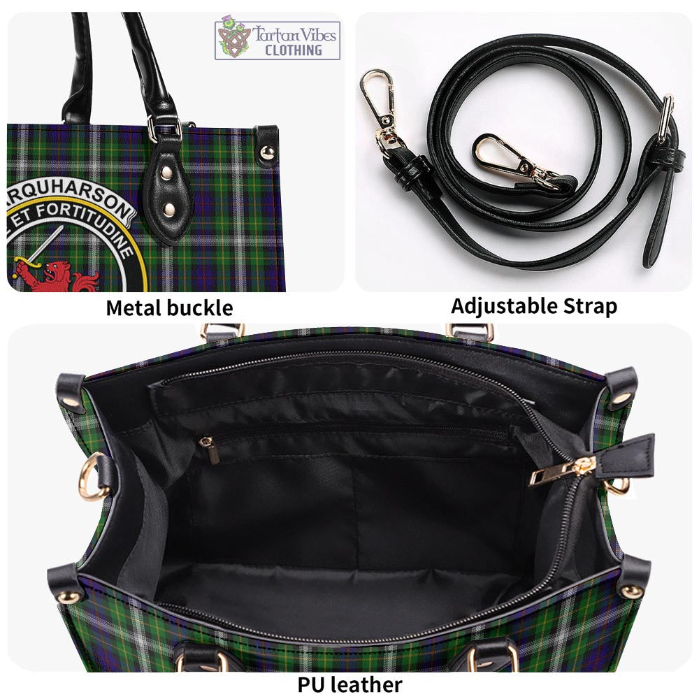 Tartan Vibes Clothing Farquharson Dress Tartan Luxury Leather Handbags with Family Crest