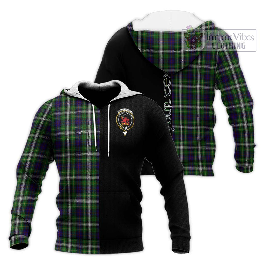 Farquharson Dress Tartan Knitted Hoodie with Family Crest and Half Of Me Style Unisex Knitted Pullover Hoodie - Tartanvibesclothing Shop