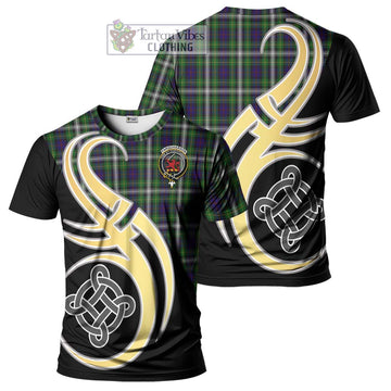 Farquharson Dress Tartan T-Shirt with Family Crest and Celtic Symbol Style