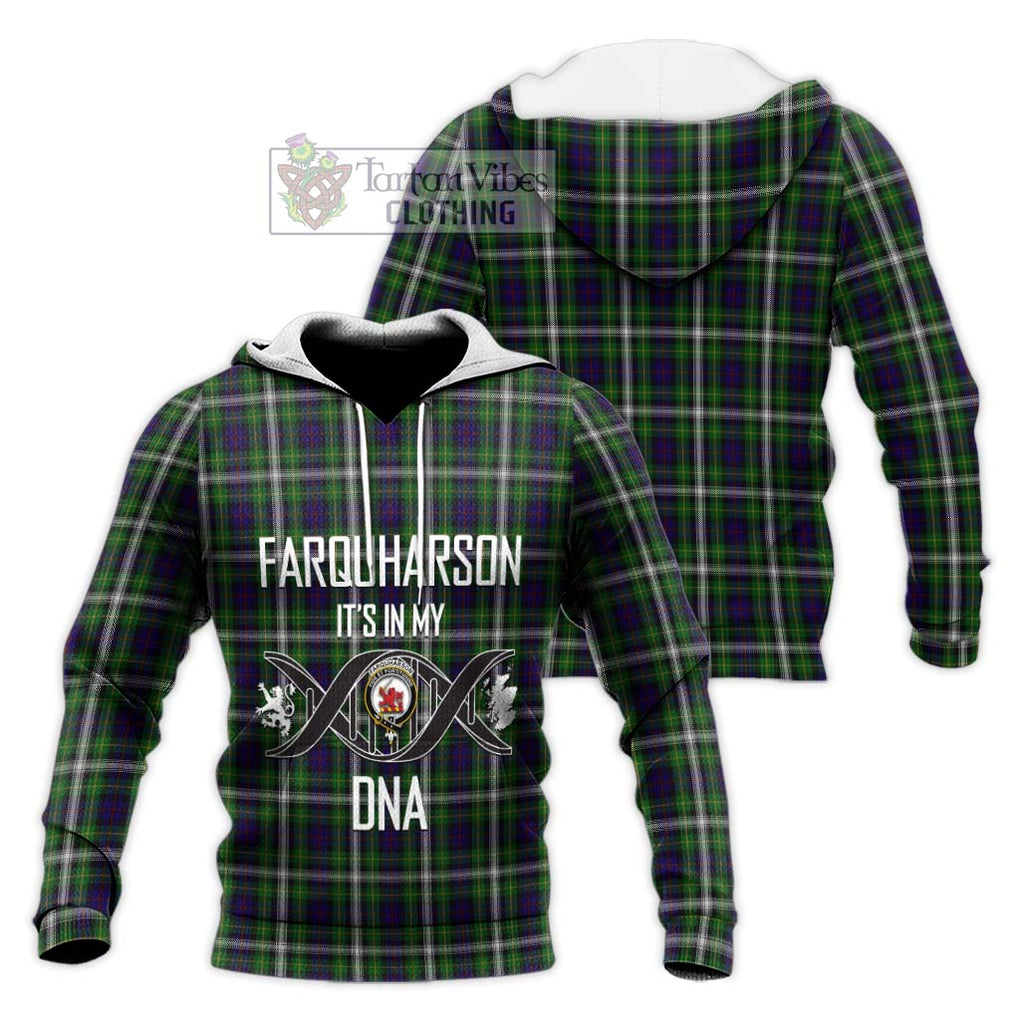 Farquharson Dress Tartan Knitted Hoodie with Family Crest DNA In Me Style Unisex Knitted Pullover Hoodie - Tartanvibesclothing Shop