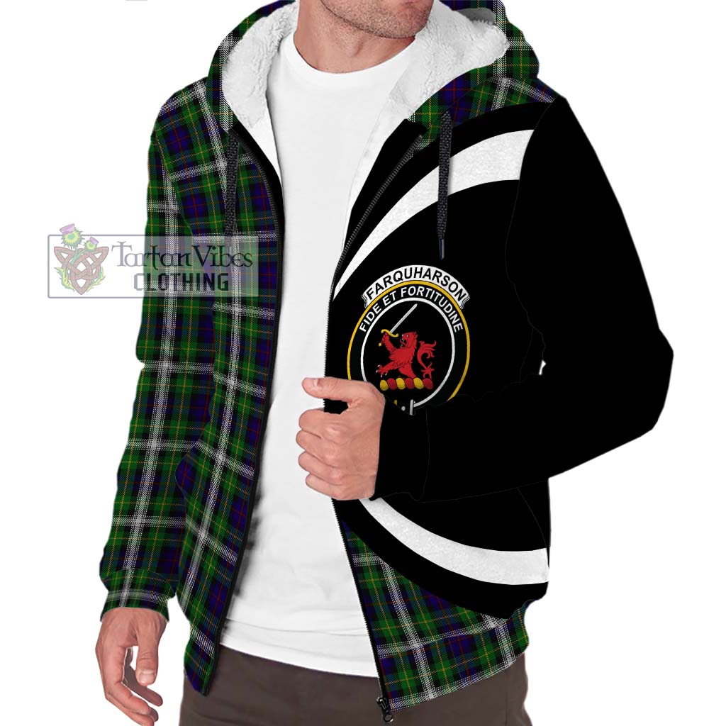 Farquharson Dress Tartan Sherpa Hoodie with Family Crest Circle Style Unisex S - Tartan Vibes Clothing