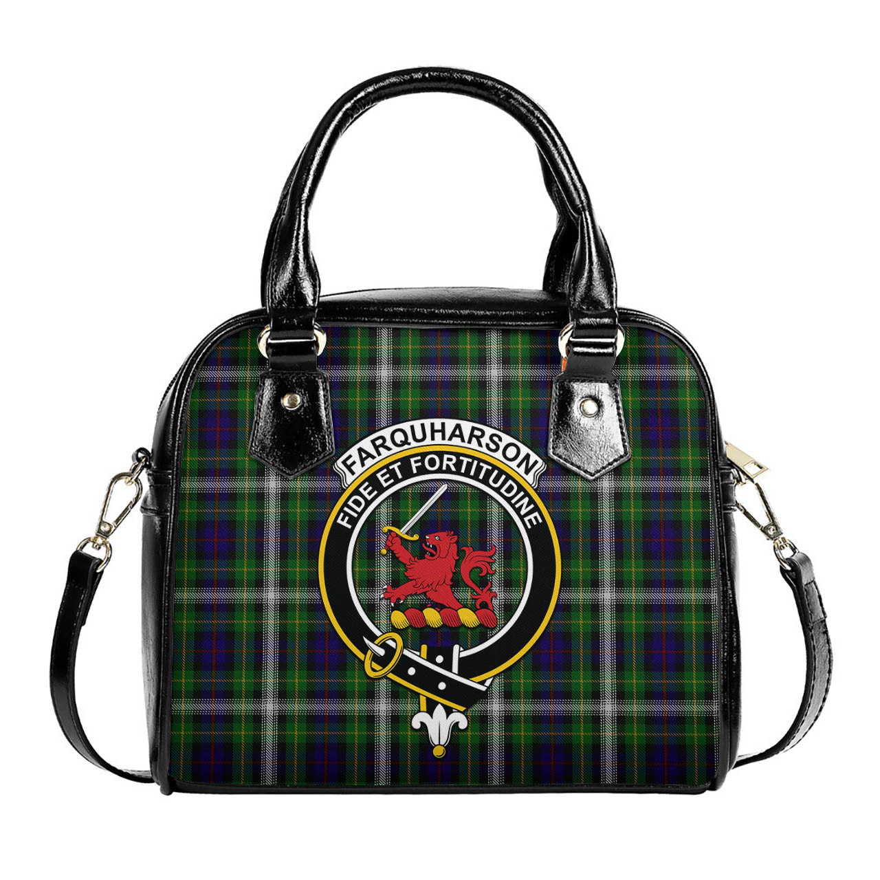 Farquharson Dress Tartan Shoulder Handbags with Family Crest One Size 6*25*22 cm - Tartanvibesclothing