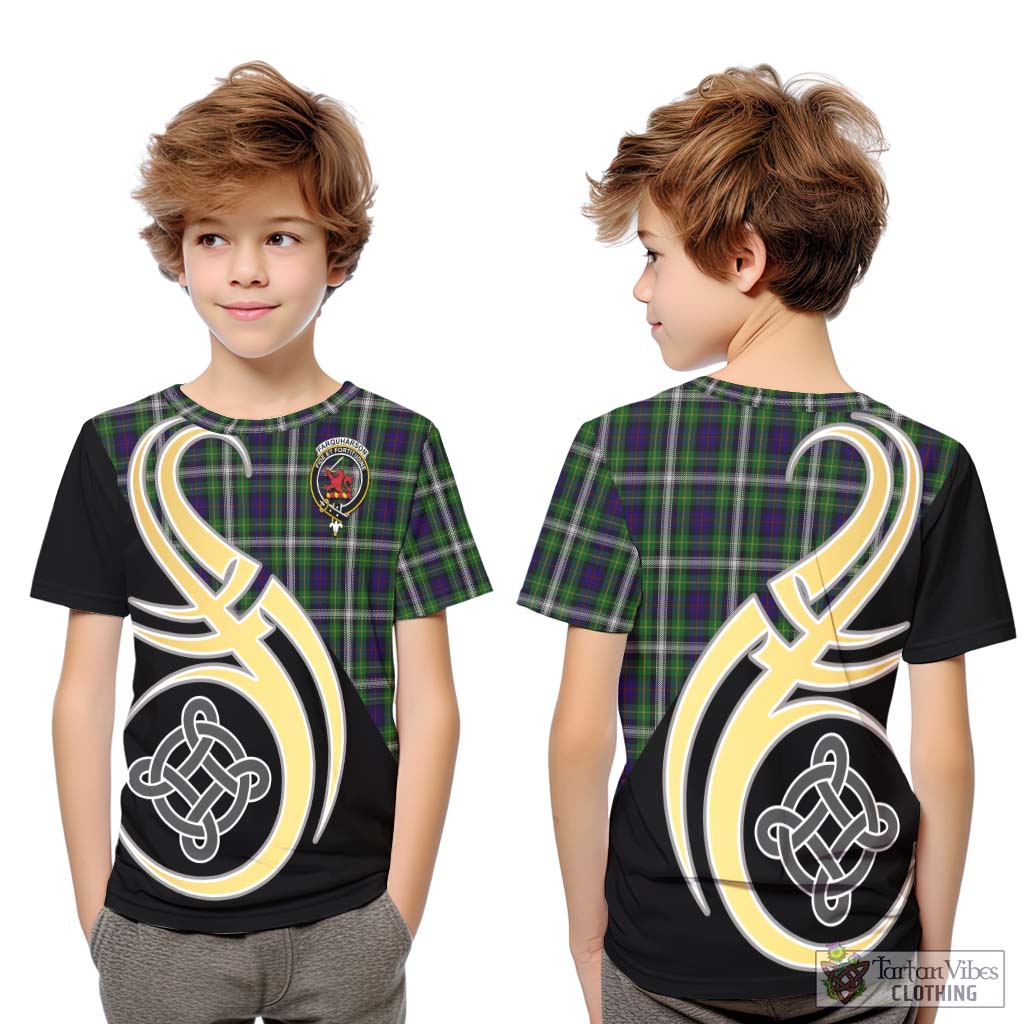 Farquharson Dress Tartan Kid T-Shirt with Family Crest and Celtic Symbol Style Youth XL Size14 - Tartan Vibes Clothing