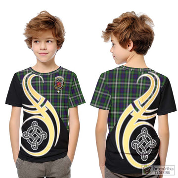 Farquharson Dress Tartan Kid T-Shirt with Family Crest and Celtic Symbol Style