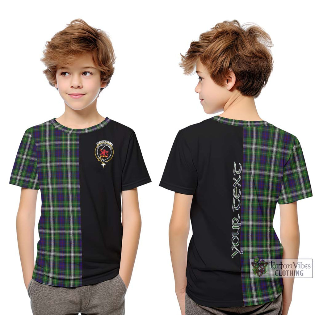 Farquharson Dress Tartan Kid T-Shirt with Family Crest and Half Of Me Style Youth XL Size14 - Tartanvibesclothing Shop