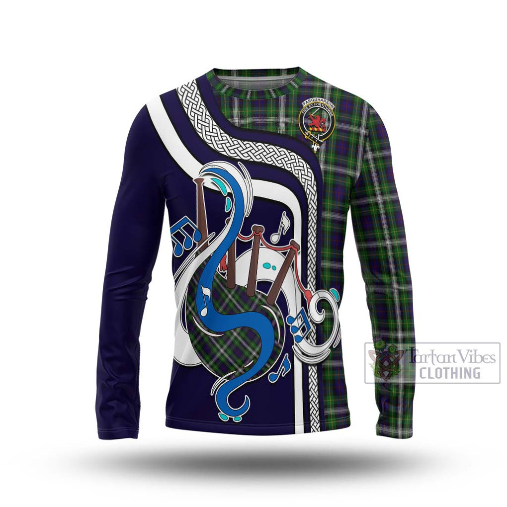 Tartan Vibes Clothing Farquharson Dress Tartan Long Sleeve T-Shirt with Epic Bagpipe Style