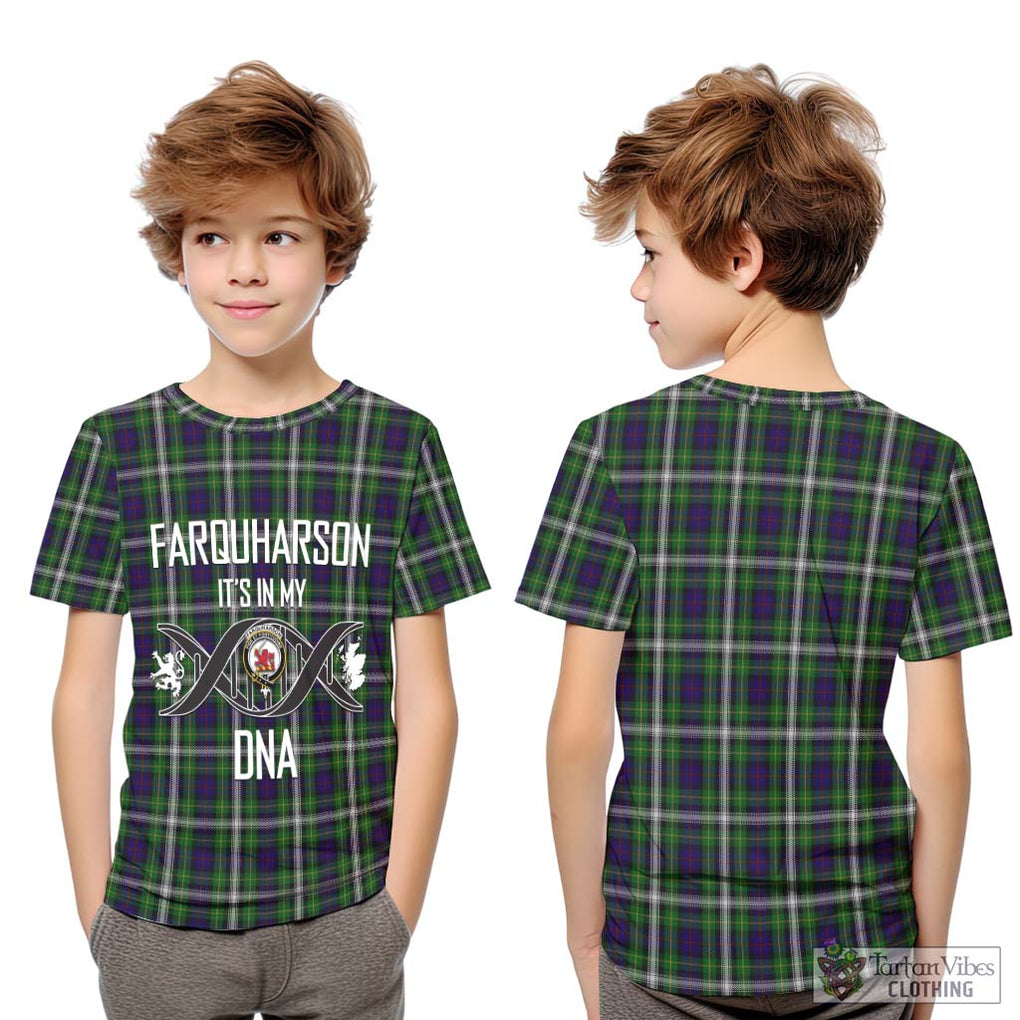 Farquharson Dress Tartan Kid T-Shirt with Family Crest DNA In Me Style Youth XL Size14 - Tartanvibesclothing Shop