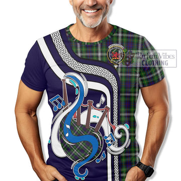 Farquharson Dress Tartan T-Shirt with Epic Bagpipe Style