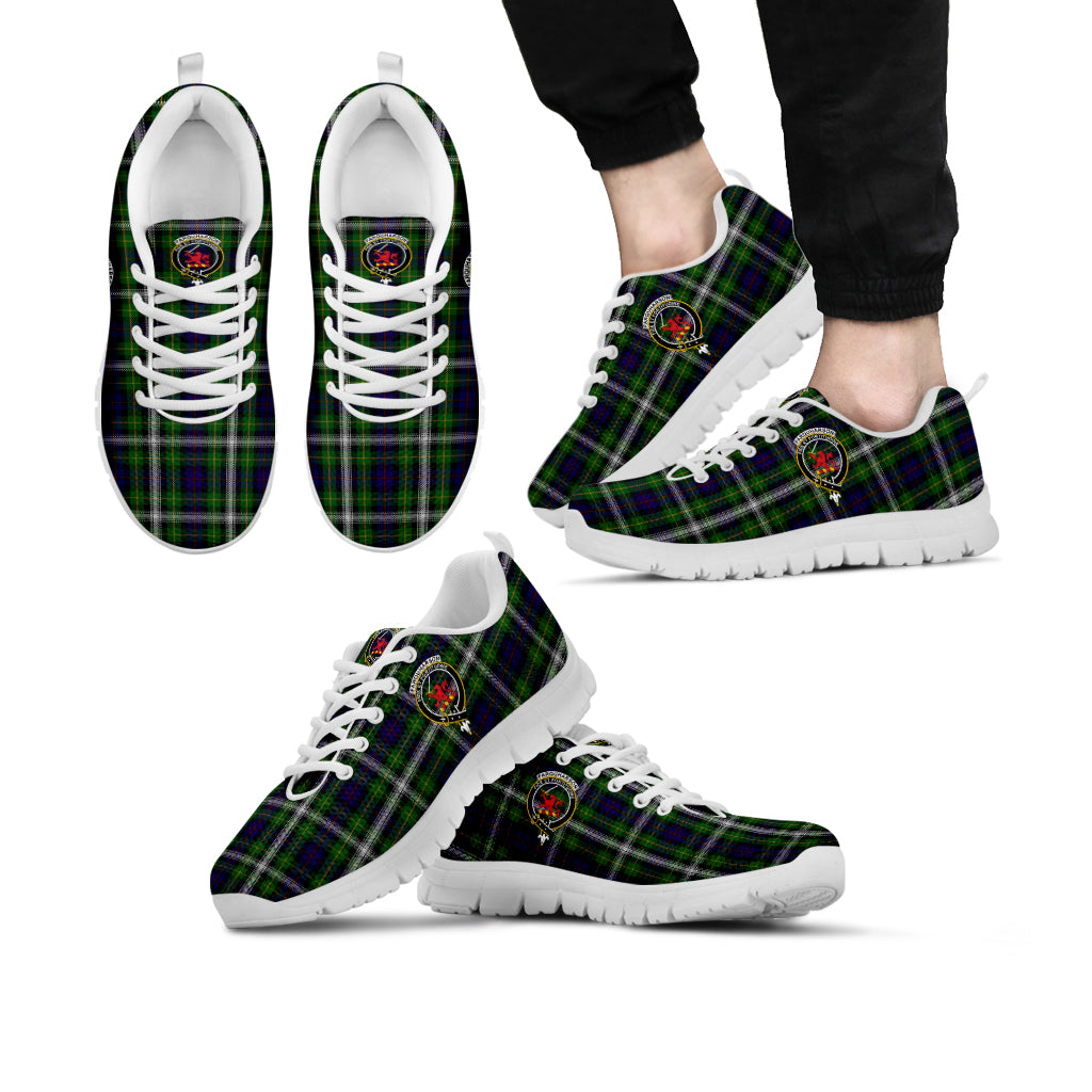 Farquharson Dress Tartan Sneakers with Family Crest Kid's Sneakers - Tartan Vibes Clothing