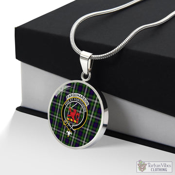 Farquharson Dress Tartan Circle Necklace with Family Crest