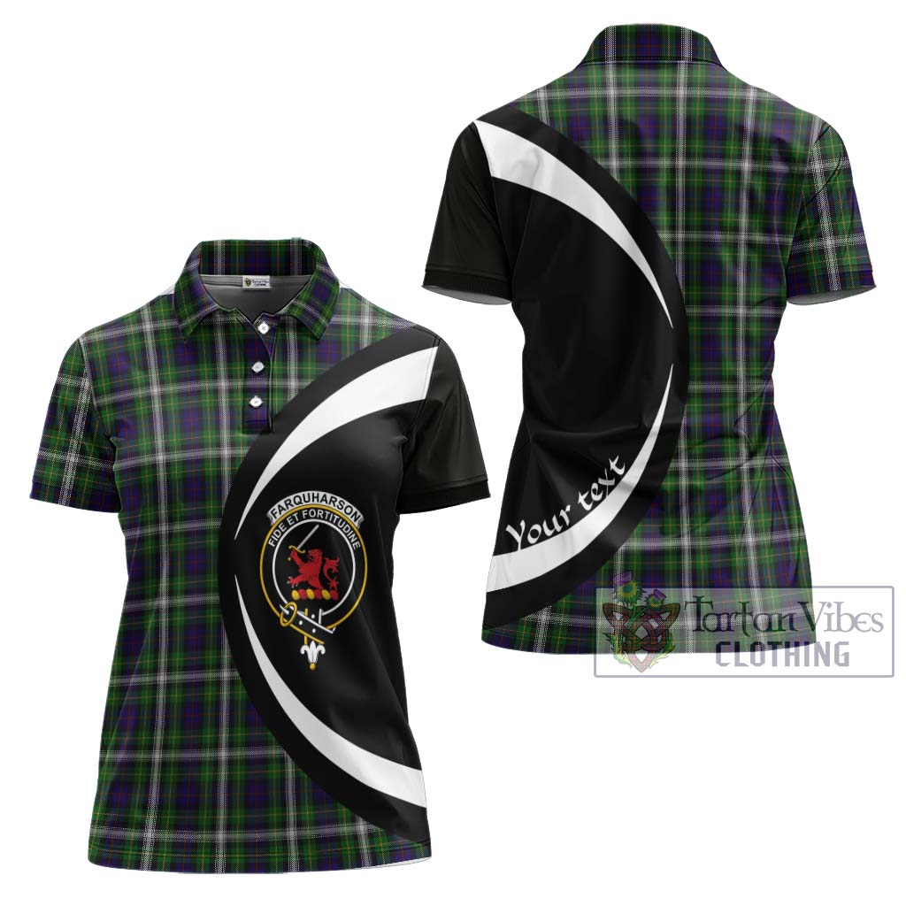 Tartan Vibes Clothing Farquharson Dress Tartan Women's Polo Shirt with Family Crest Circle Style