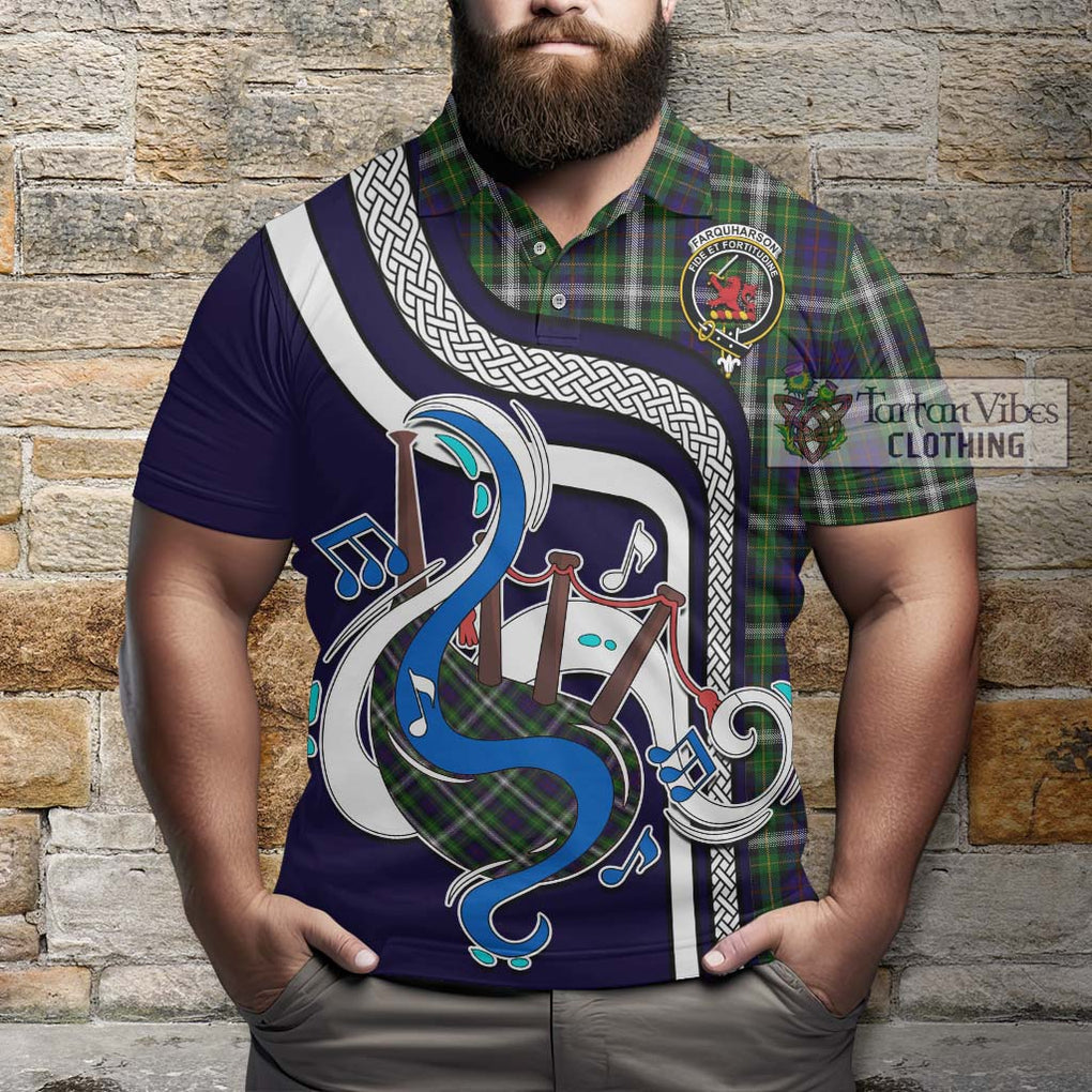 Tartan Vibes Clothing Farquharson Dress Tartan Polo Shirt with Epic Bagpipe Style