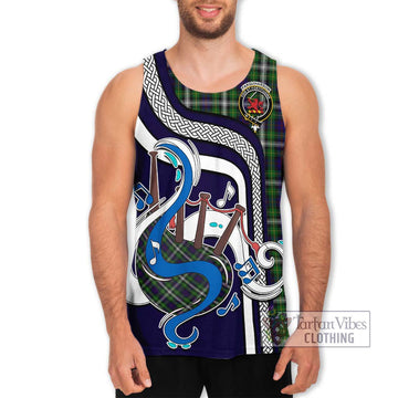 Farquharson Dress Tartan Men's Tank Top with Epic Bagpipe Style